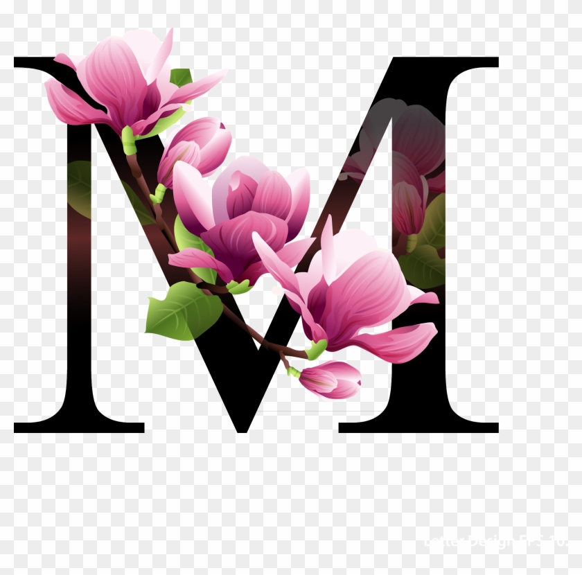 Alfabeto Decorativo Flores Png - Letter M Floral Design Clipart #3010189