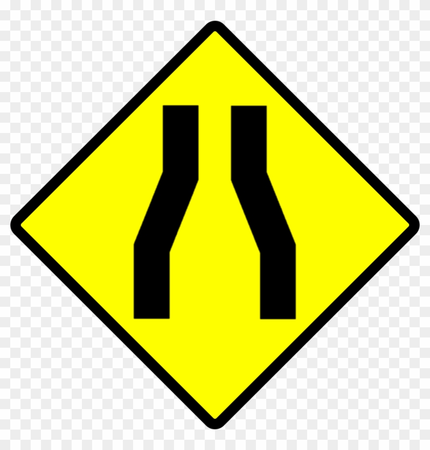 Indonesia New Road Sign 1m - Road Narrows On Both Sides Sign Clipart #3016150