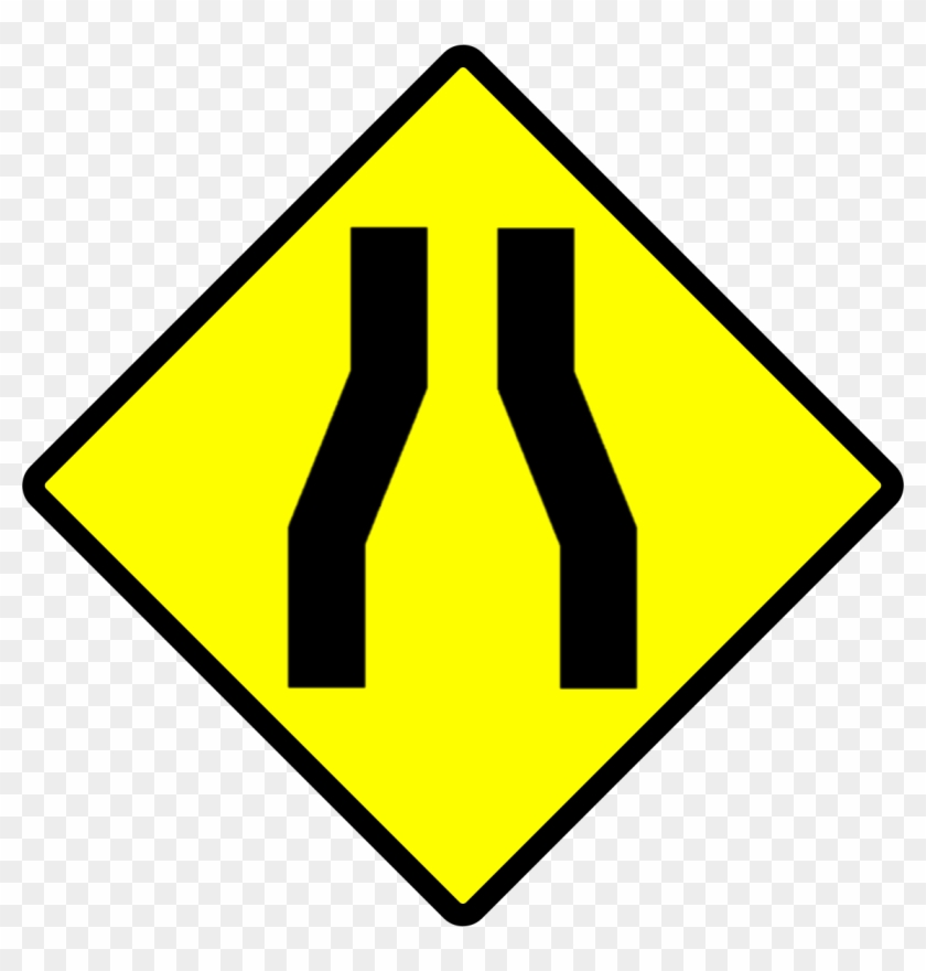 Indonesia New Road Sign 1m - Road Narrows On Both Sides Sign Clipart
