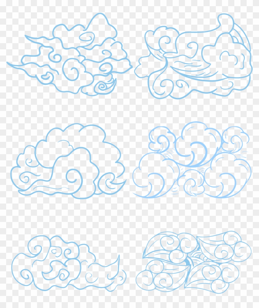 Xiangyun Shading Chinese Style Clouds Png And Vector - Drawing Clipart