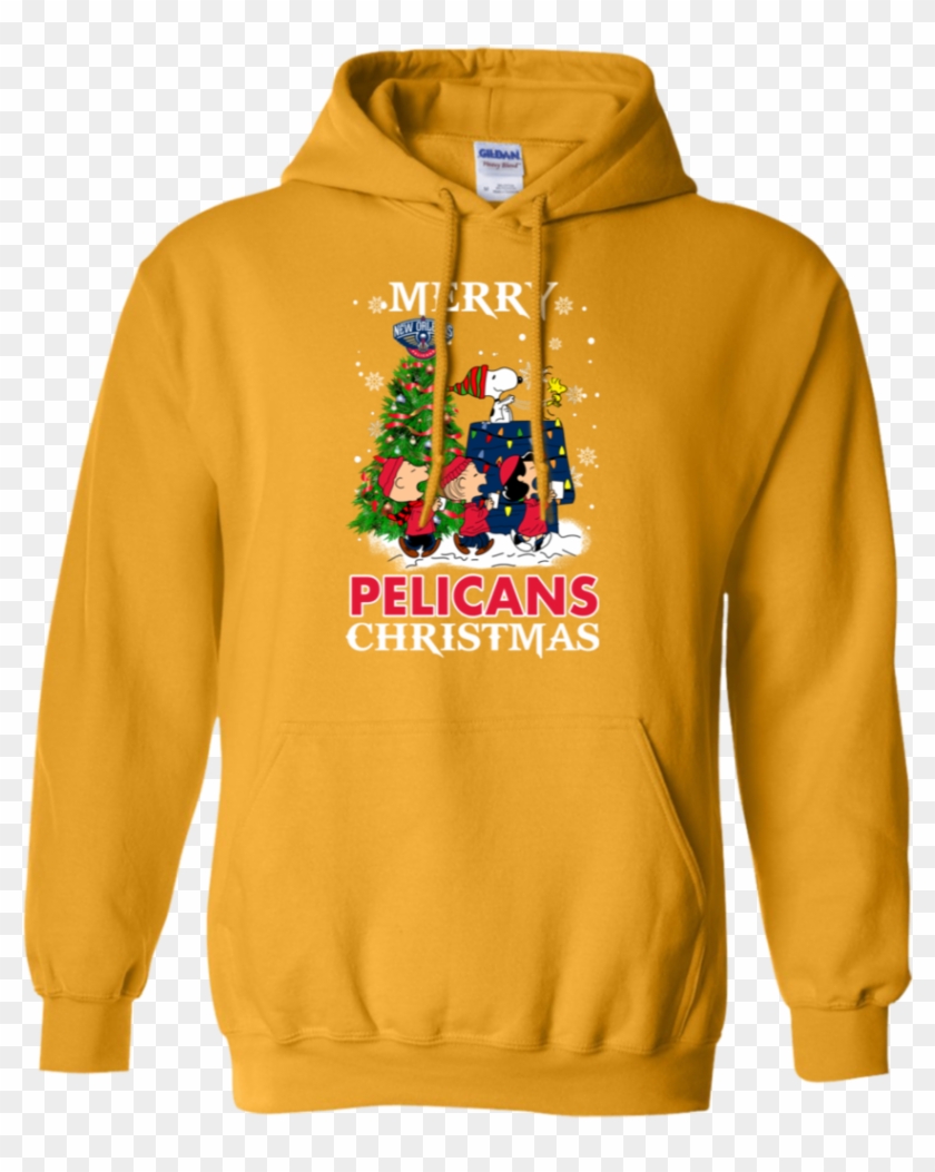 Merry New Orleans Pelicans Christmas Snoopy Ugly Sweater - Yellow Hoodie With Rose Clipart