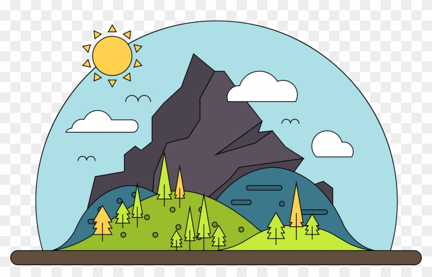 Mountain Vector Cartoon Landscape Free Transparent - Transparent Mountain Cartoon Clipart