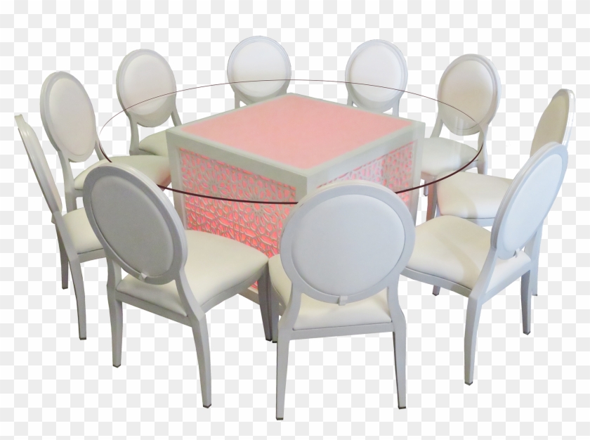 Mashrabiya Round Glass Dining Table With Dior Dining - Chair Clipart
