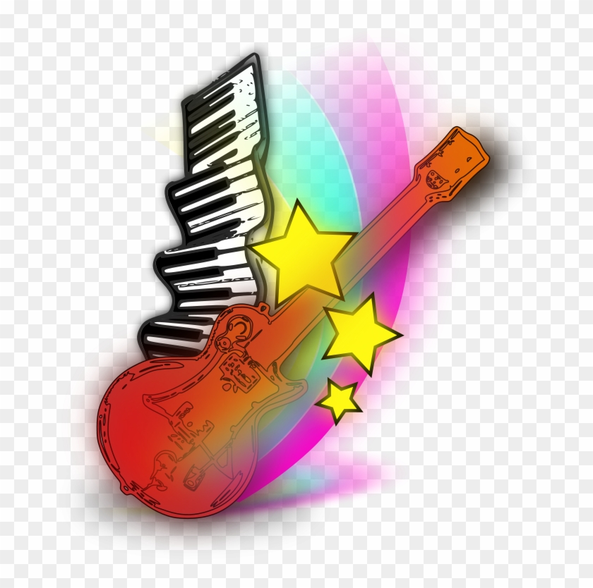 Music Note Clip Art Free - Music Keyboard And Guitar - Png Download #3029470