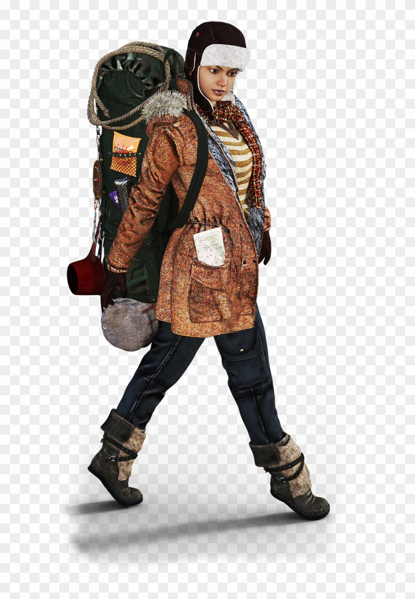 Hiking Backpack Woman Wanderer Png Image - Hiking Action Figure Clipart #3030904