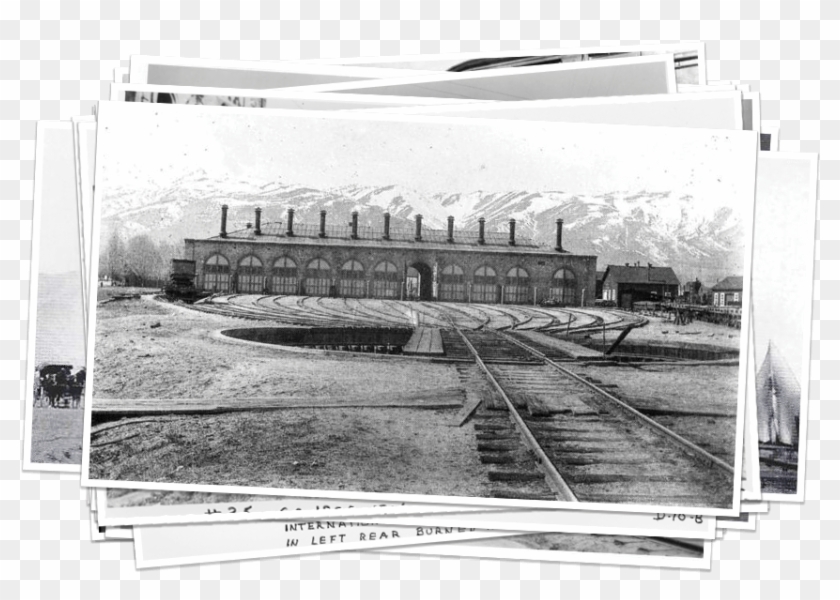 Historical Black And White Photo Of Railway Building - Track Clipart