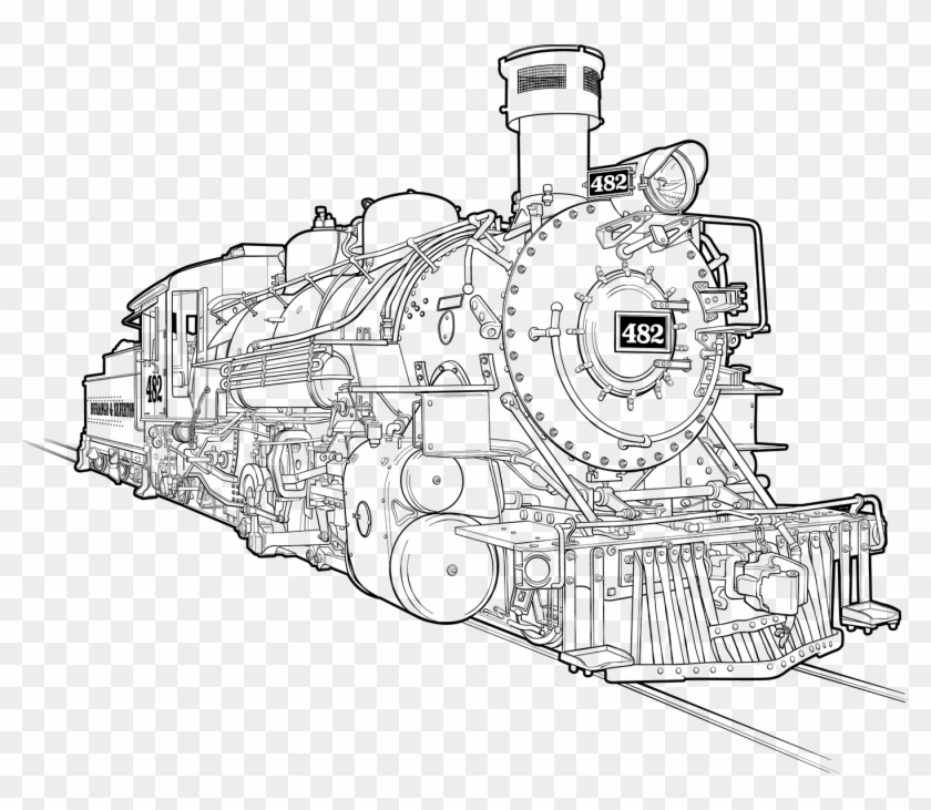 How To Draw A Train Drawing Steam Train Transparent - Drawing Pic Of Train Engine Clipart #3031785