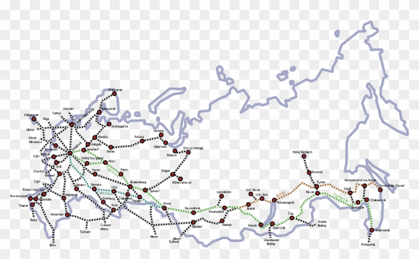 Russia Railway Map Clipart