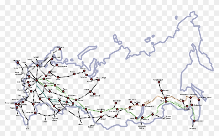 Russia Railway Map Clipart #3031789