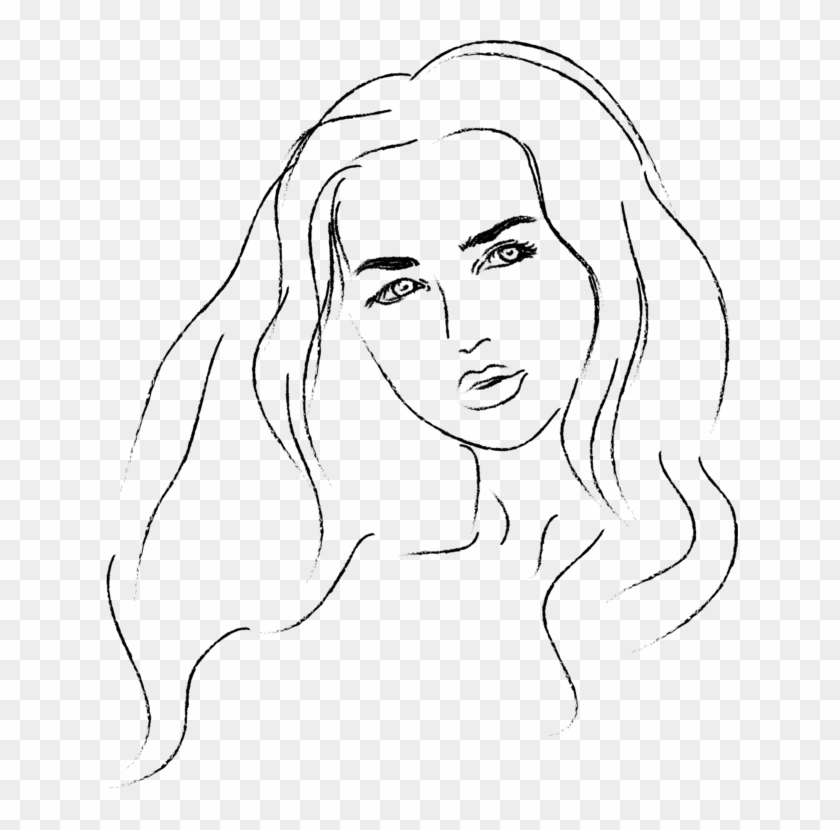 Drawing Portrait Coloring Book Face Woman - Раскраска Женщина Портрет Clipart