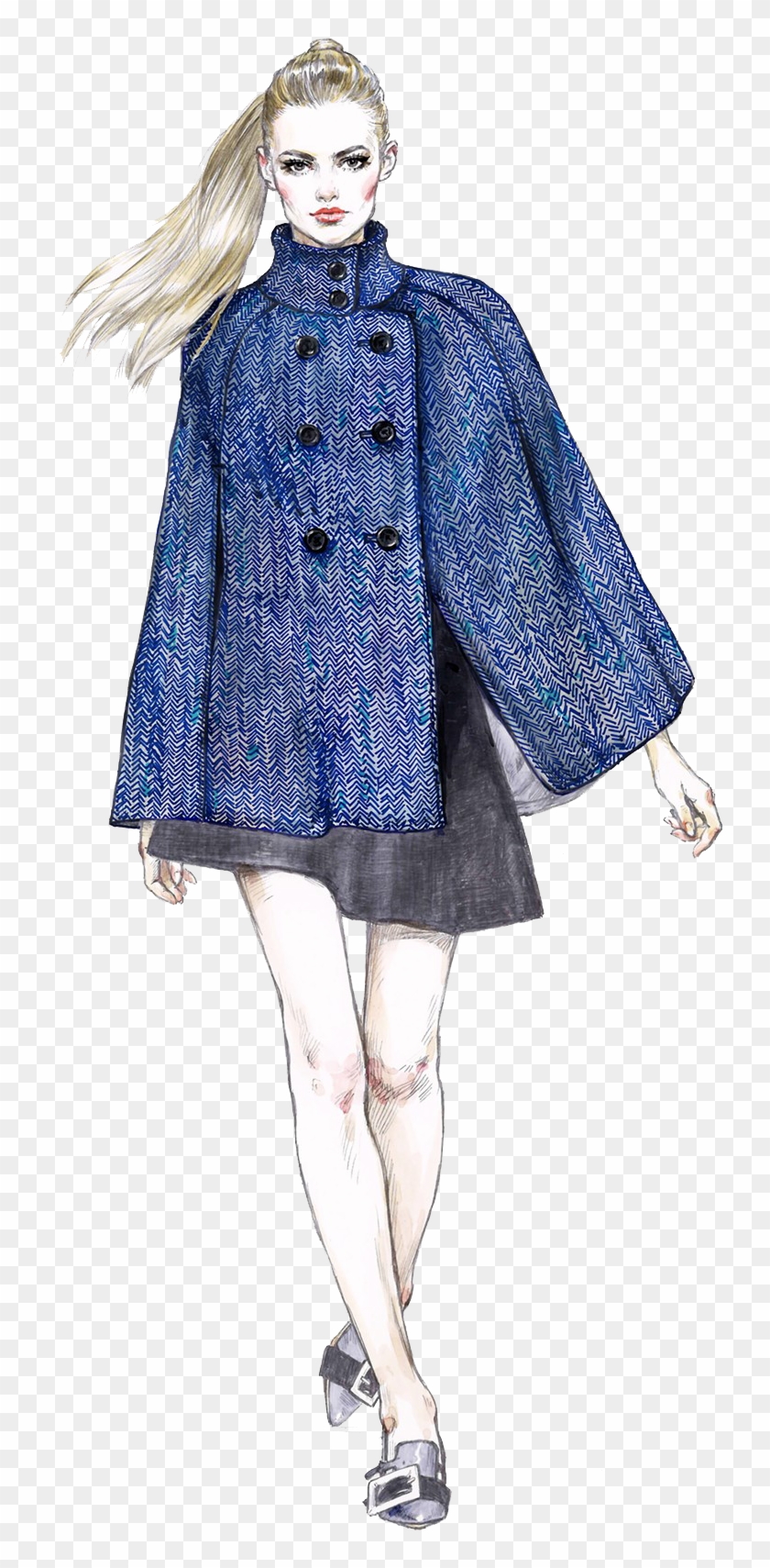 Fashion Runway Png - Fashion Painting Blue Clipart