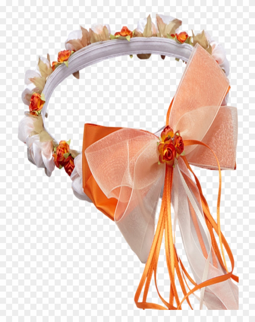Orange Floral Crown Wreath Handmade With Silk Flowers, Clipart #3033503