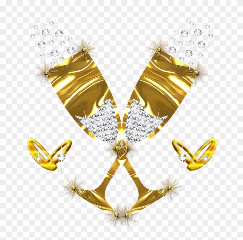 ,celebrate,wedding - Gold Champagne Glasses Png Clipart #3033576