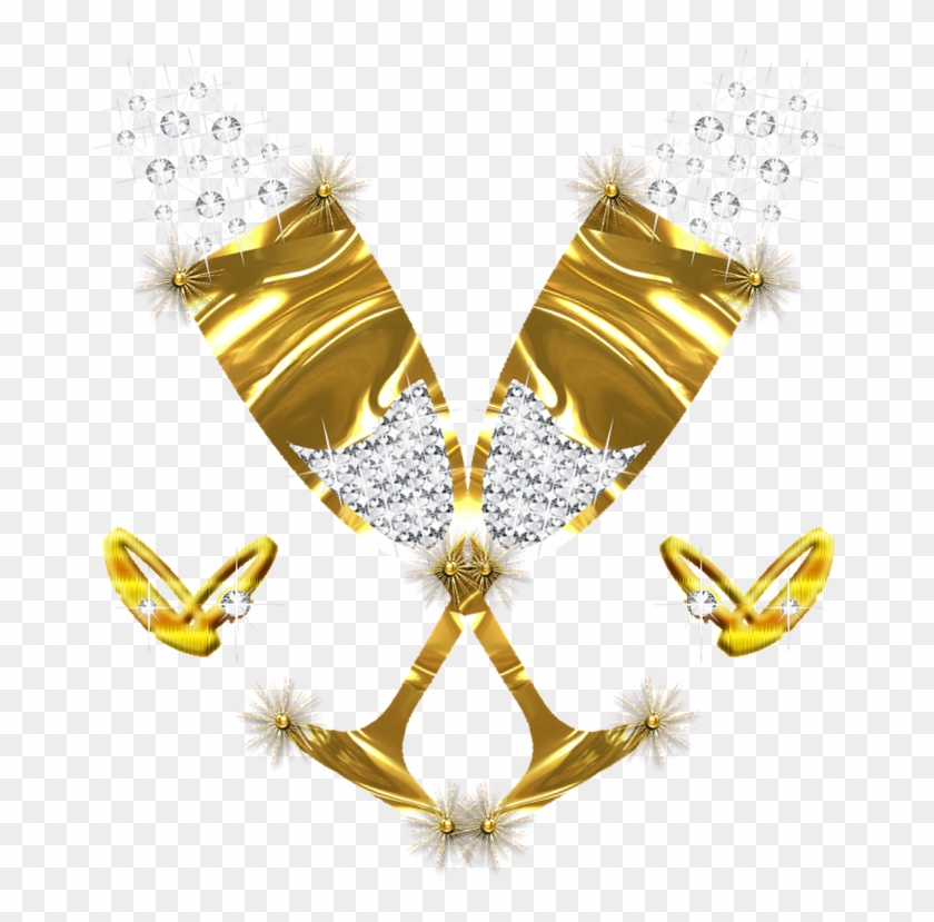 ,celebrate,wedding - Gold Champagne Glasses Png Clipart