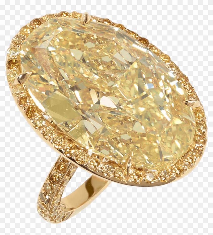 Glambarbie Natural Fancy Vivid Yellow Diamond Ring Clipart #3034308