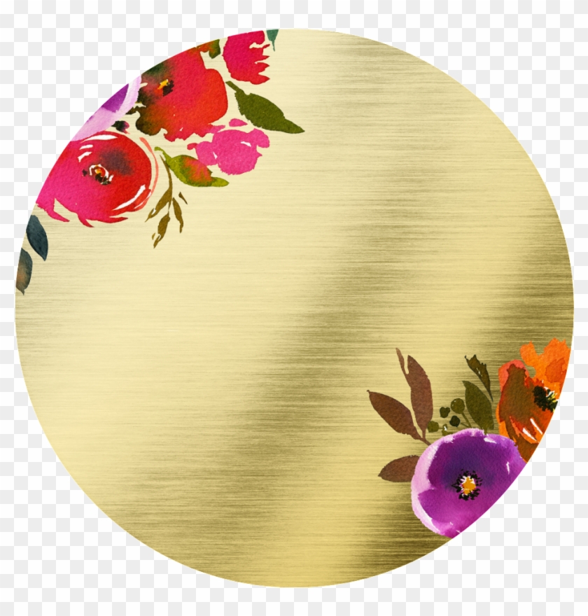 Hand Painted Golden Round Frame Back Png Transparent Clipart