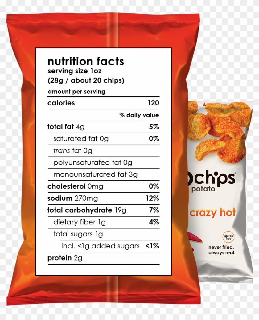 Nutritional Facts 1oz Bag Crazy Hot - Sour Cream And Onion Popchips Nutrition Label Clipart #3034938