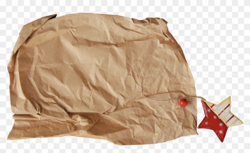 Photo Of A Wrinkled Brown Package With A Read And White, - Wrapping Paper Png Clipart