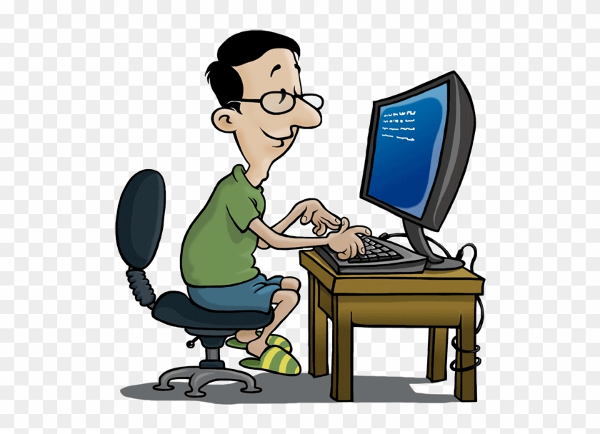 Person On Computer Confused Png - Computer Typing Cartoon Png Clipart