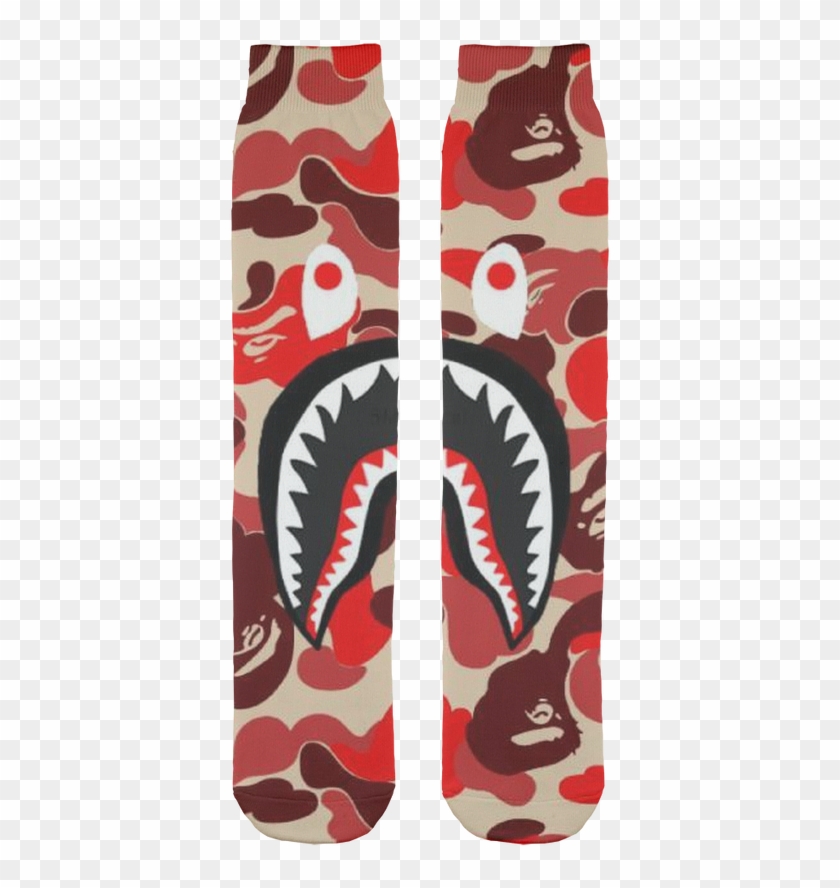 Bandana Fever Bape Red Camouflage Shark Print Socks - Case Bape Xiaomi Note 5 Pro Clipart #3036689