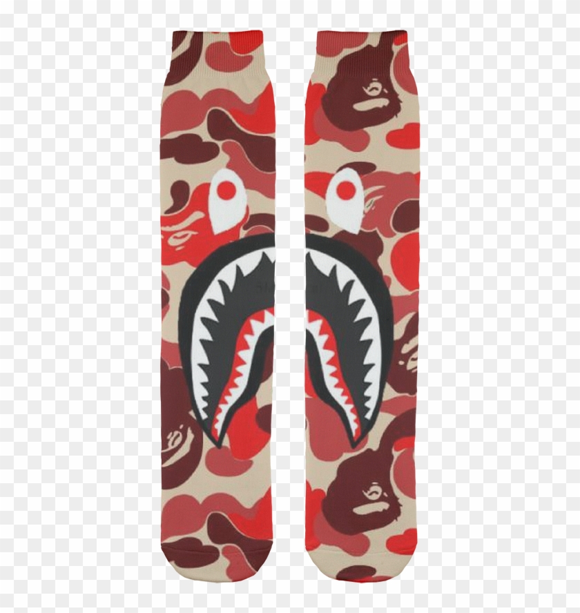Bandana Fever Bape Red Camouflage Shark Print Socks - Case Bape Xiaomi Note 5 Pro Clipart