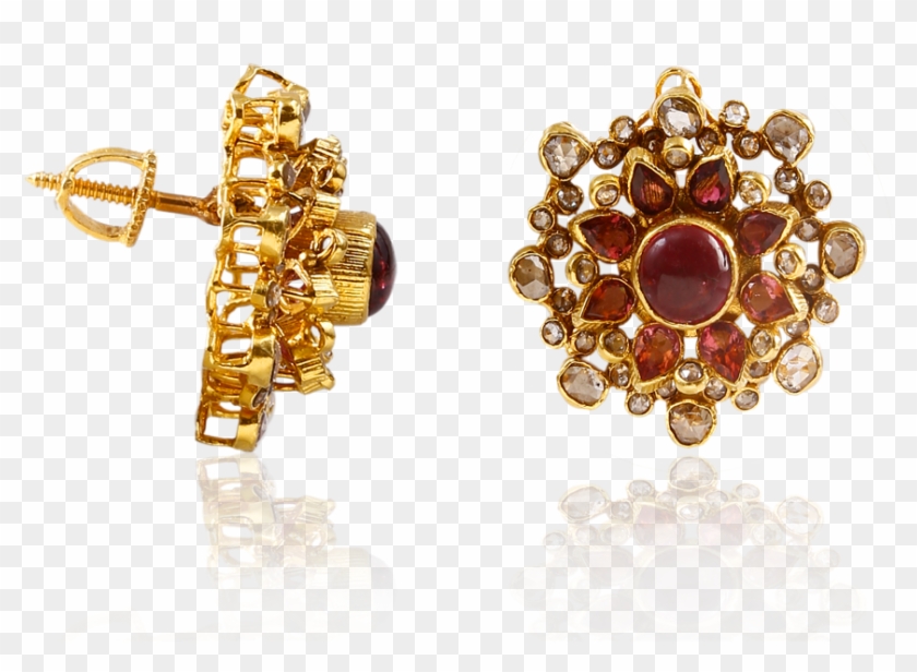 Crimson Flower Diamond Earrings Clipart #3040061