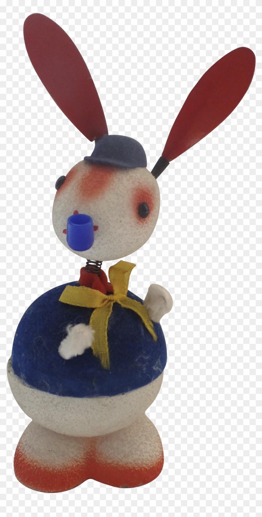 Large Vintage Flocked Germany Paper Mache Easter Bunny - Plush Clipart