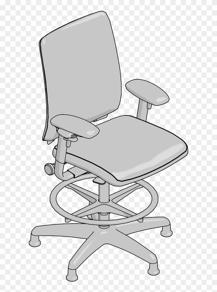 Stool-full Bk,lthr,h/w/pvt Adj T - Office Chair Clipart