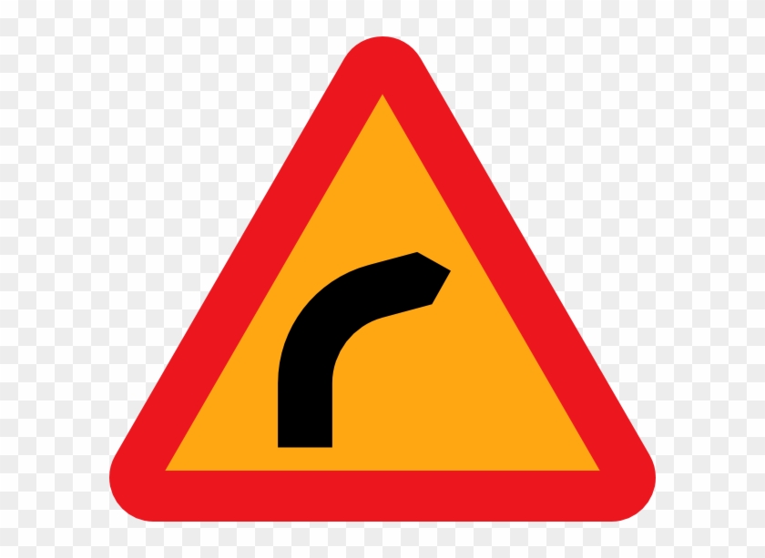 Dangerous Bend Bend To Right Clip Art Free Svg Vector - Right Bend Road Sign - Png Download #3041347