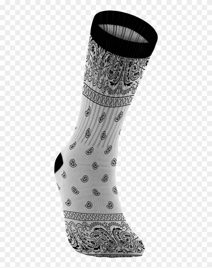 Customized Bandana Print Socks, Unisex, White - Sock Clipart