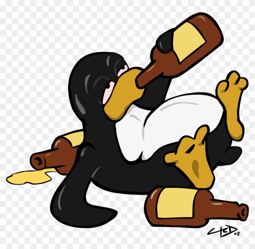 Penguindrunk V1final - Drunk Linux Penguin Clipart #3041901