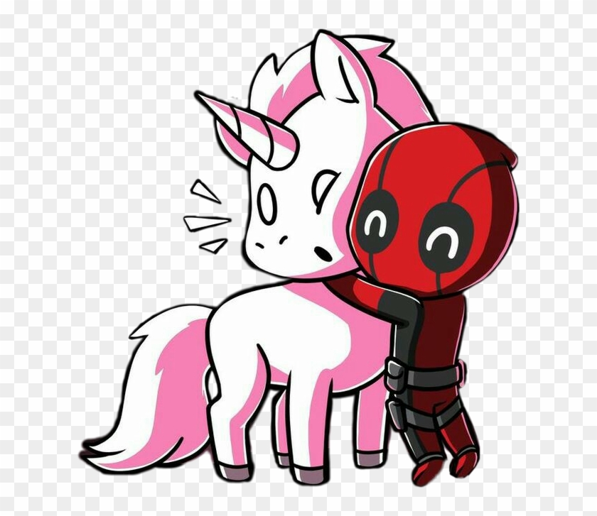 #freetoedit #cute #kawaii #unicorn #deadpool #love - Deadpool Hugging A Unicorn Clipart