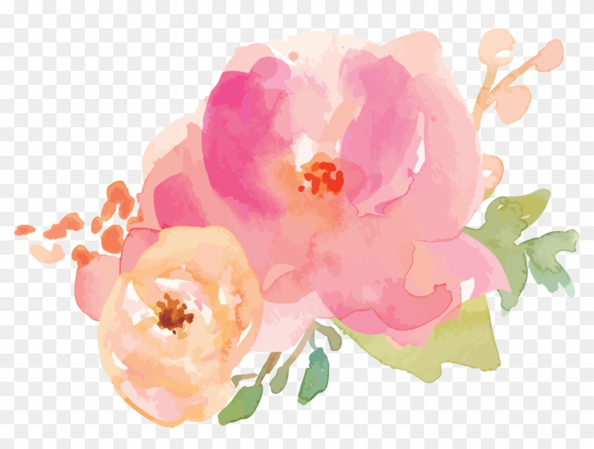 Border Flowers Watercolor - Watercolor Pink Pastel Flowers Clipart #3043449