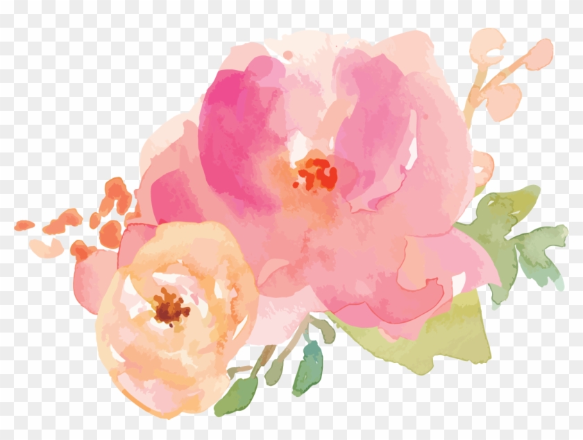 Border Flowers Watercolor - Watercolor Pink Pastel Flowers Clipart