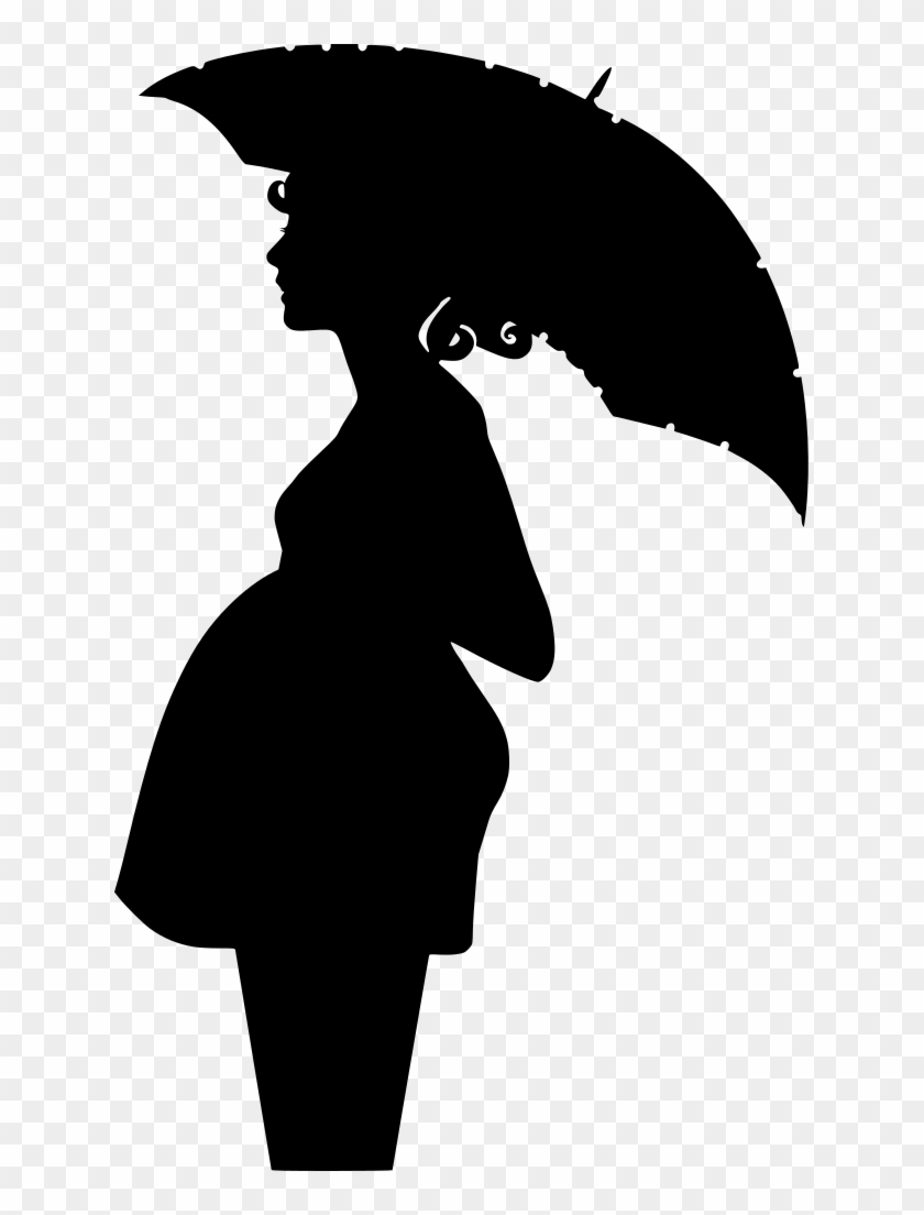Download Png - Pregnant Woman With Umbrella Silhouette Clipart #3044023