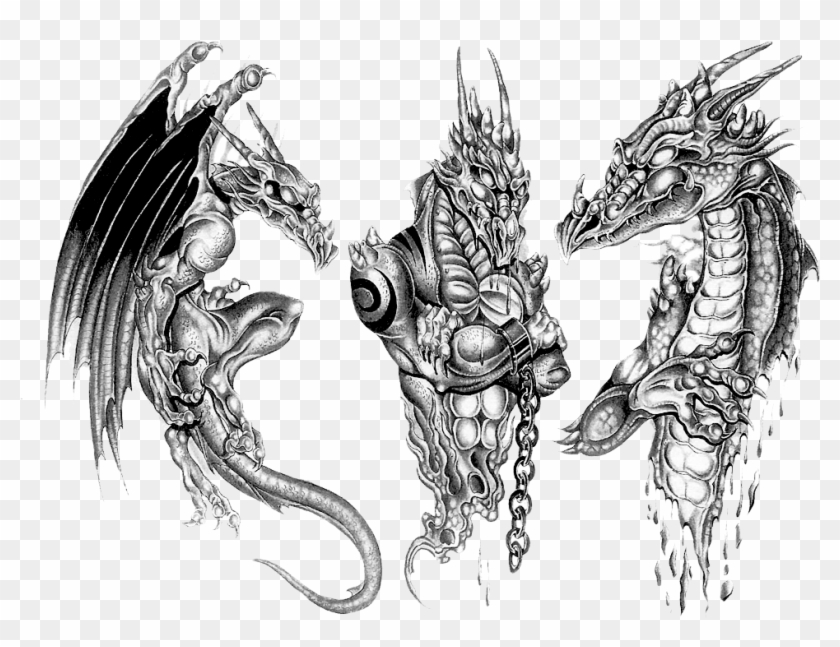 Dragon Tattoos Png Transparent Images - Dragon Black And Grey Clipart