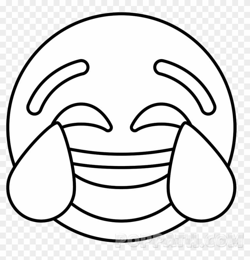 Silly Face Emoji Black And White Clipart #3044361