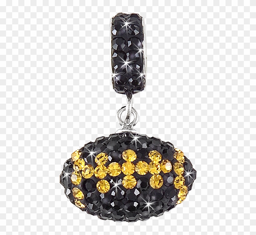 Black And Gold Crystal Football Charm Pendant - Locket Clipart