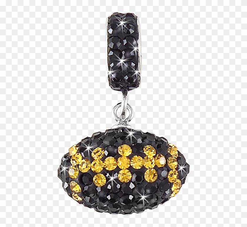 Black And Gold Crystal Football Charm Pendant - Locket Clipart #3045245