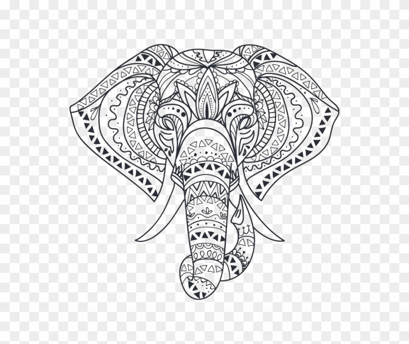 Drawing Elephants Line - Tribal Elephant Clipart #3047519