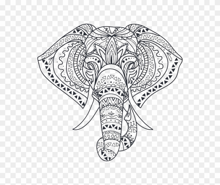 Drawing Elephants Line - Tribal Elephant Clipart