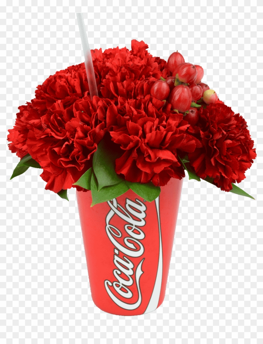 Red Coke Cup With Flowers - Coca Cola Clipart #3052420
