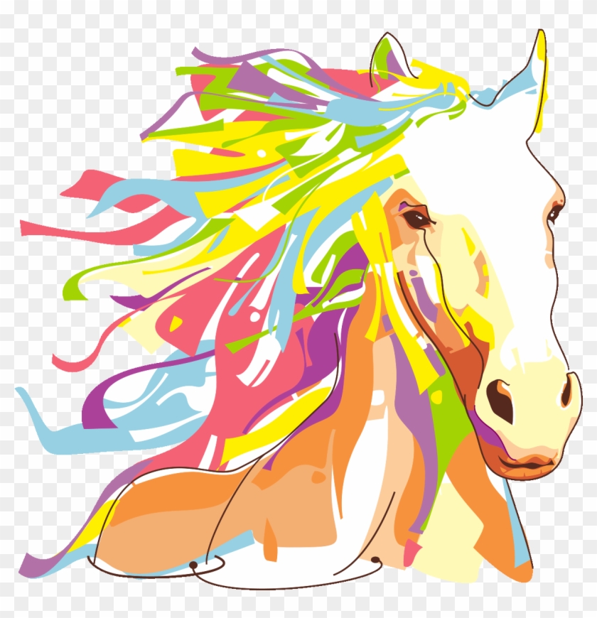 Sticker Pop Art Cheval Ambiance Sticker Col Sand A009 - Peinture Pop Art Cheval Clipart