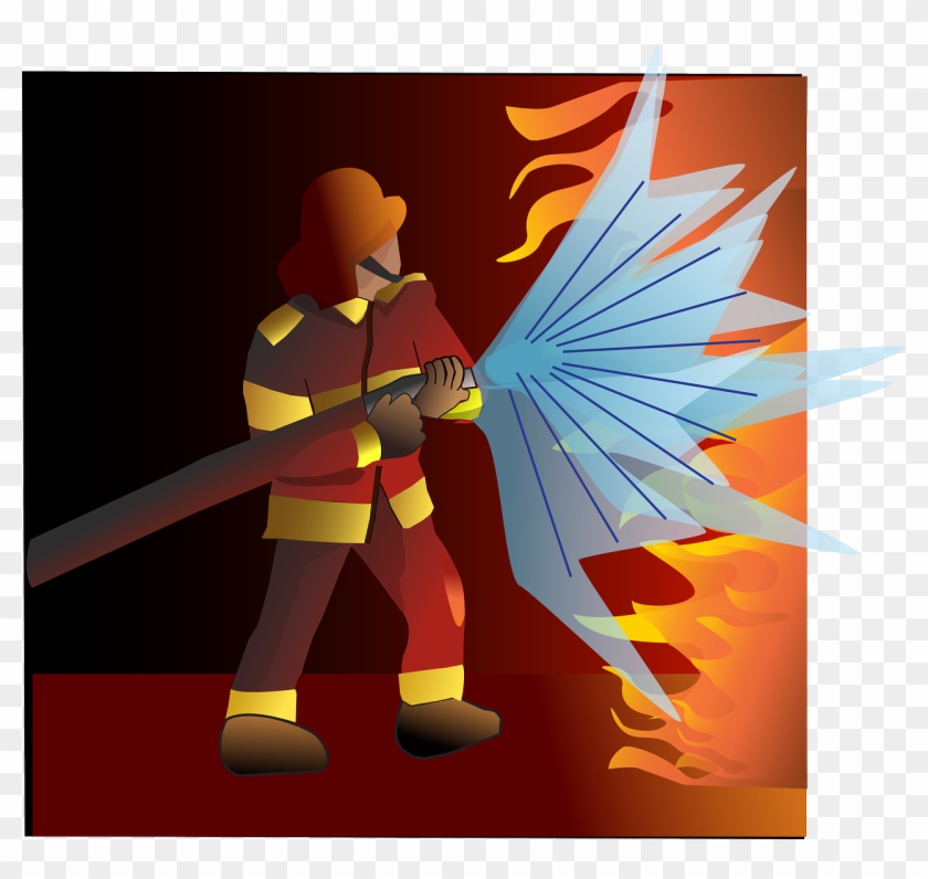 Firefighter Fire Flames Hose Png Image - Fireman Clipart Transparent Background #3053783