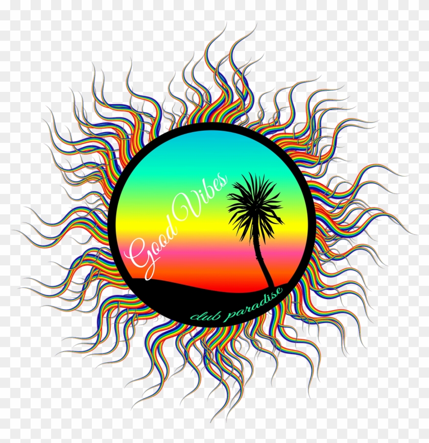 Palm Tree Beach Art Sunset Palm Png Image - Circle Border Png Clipart #3053933