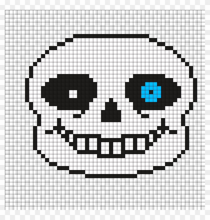 Sans Mask Undertale Perler Bead Pattern - Transparent Sans Blue Eye Clipart