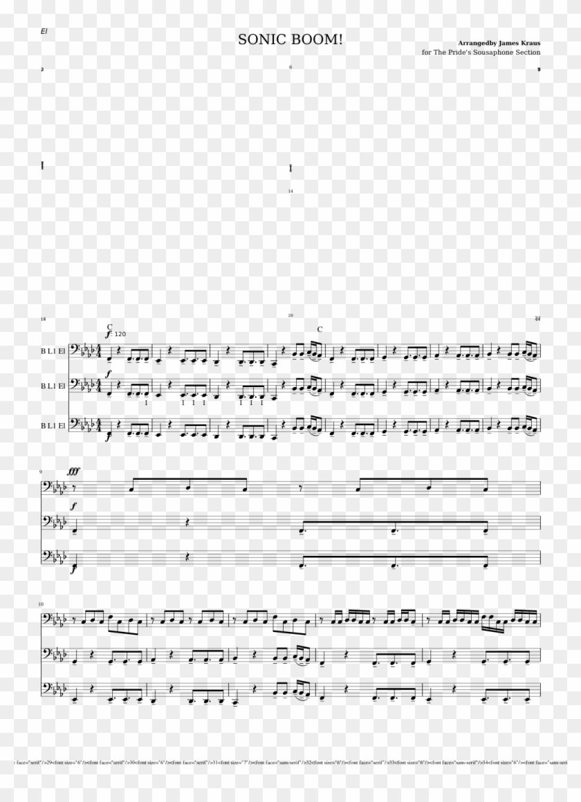 Sonic Boom Sheet Music Composed By Arrangedby James Clipart #3054014