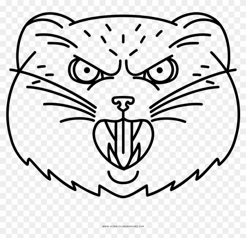 Angry Pallas Cat - Line Art Clipart #3055334