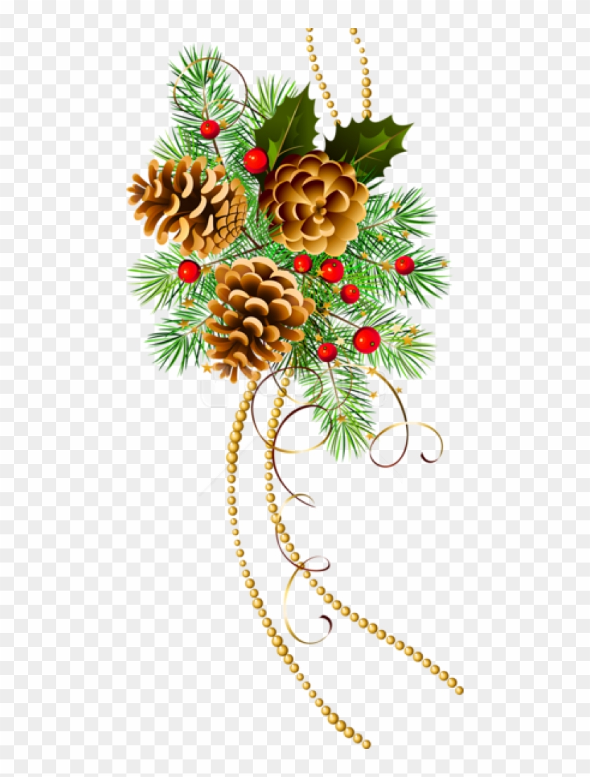 Free Png Three Christmas Cones With Pine Branch Png - Christmas Pine Cone Clipart Transparent Png