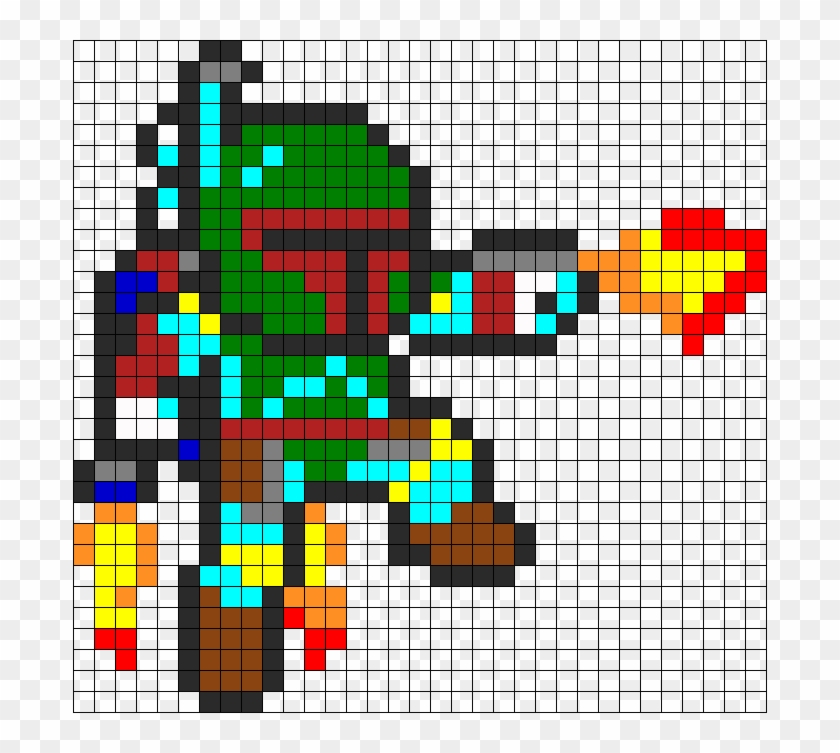 Boba Fett Jumping - Perler Beads Star Wars Boba Fett Clipart